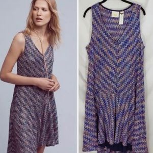 Anthropologie Maeve Westwater Chevron Sleeveless A Line Knit Dress M